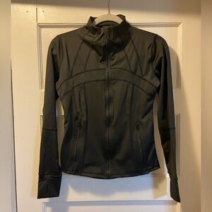 Black Utility Jacket with High Collar and Full-Length Zipper size 8-10